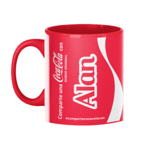 Tazón Coca-Cola personalizado con nombre – Diseño rojo estilo “Comparte una Coca-Cola con”
